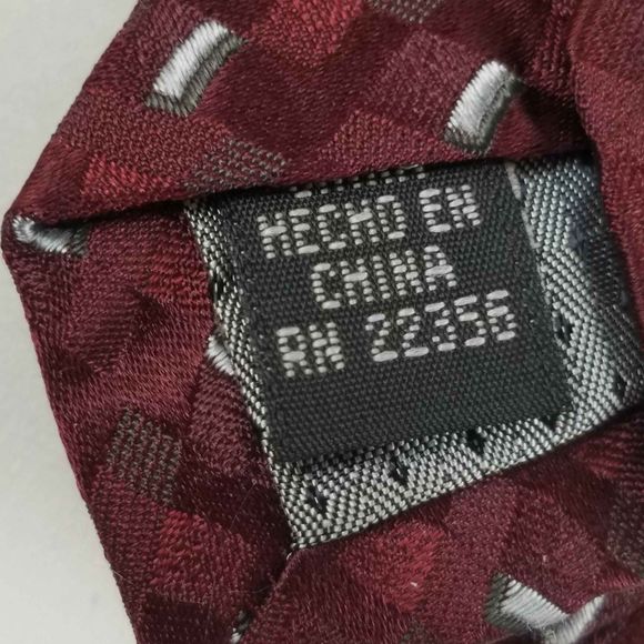 Mens Joseph & Feiss International Tie Burgundy Silver 58" Squares 100% Silk - Picture 5 of 6